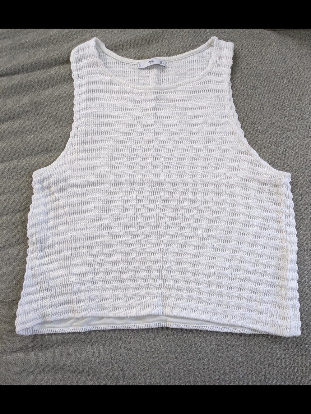 Mango White Textured Knit Tank Top